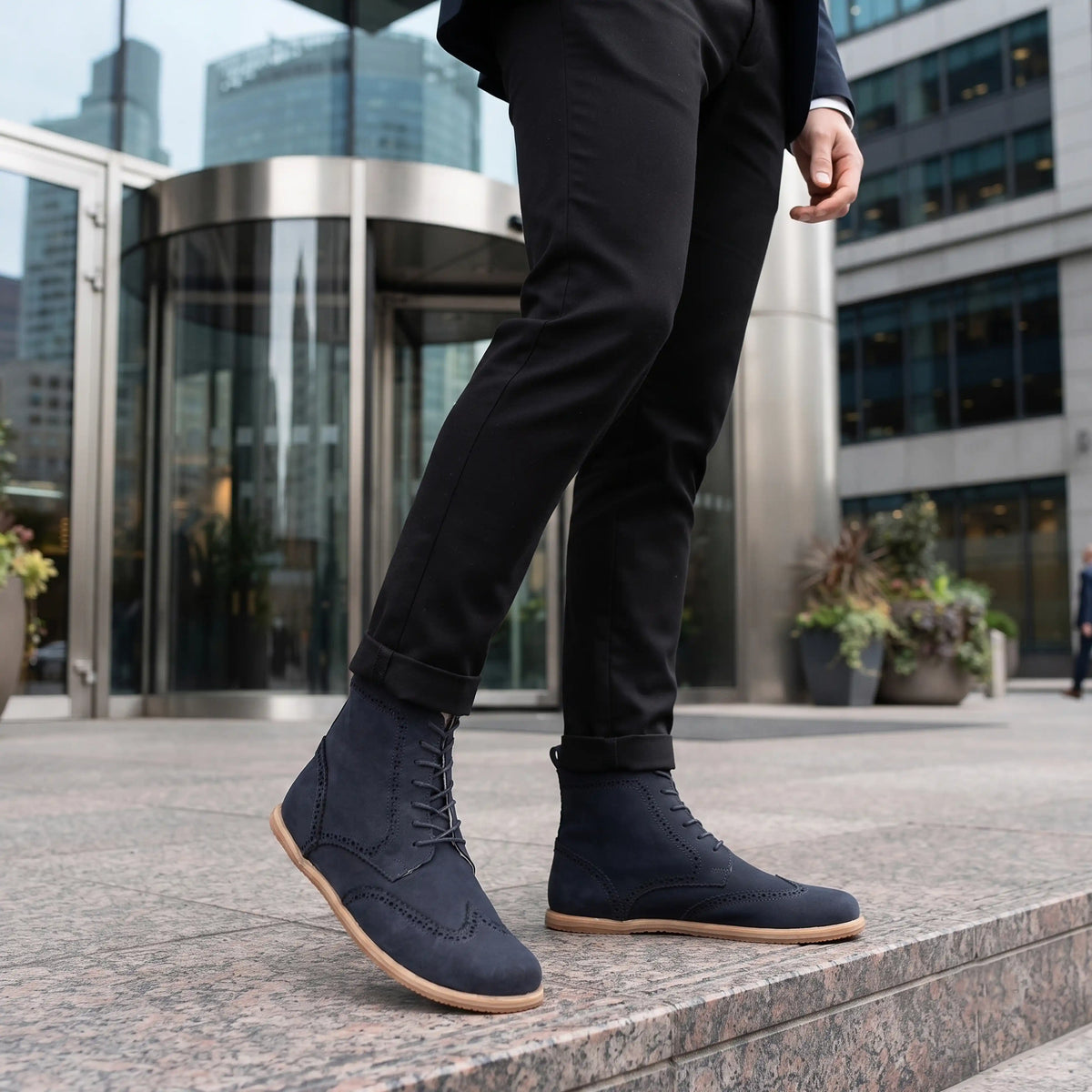 Nubuck Barefoot Moccasin Boots Shoes – Eva Outsole – Navy Blue