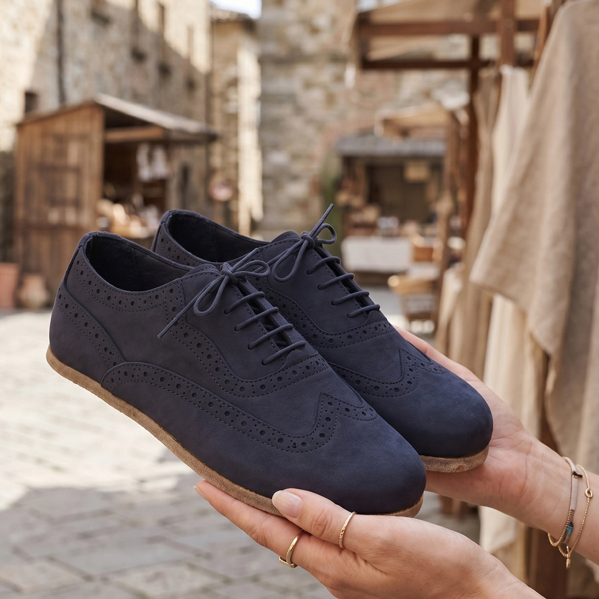 Nubuck Barefoot Moccasin Shoes – Classic Sole — Leather Sole – Navy Blue