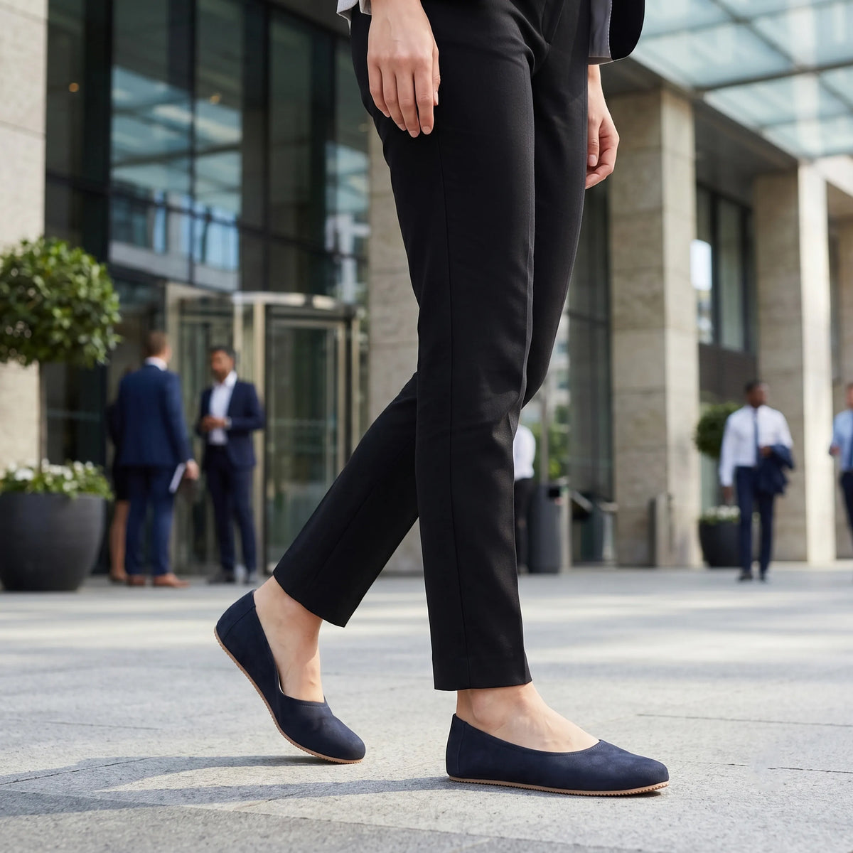 Nubuck Barefoot Ballet Shoes – Rubber Sole – Navy Blue