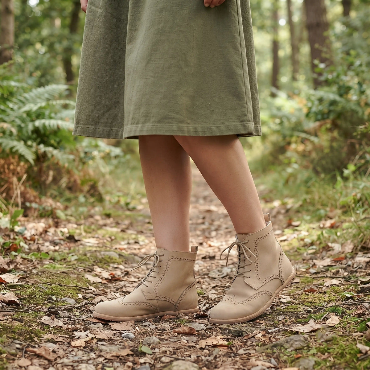 Nubuck Barefoot Moccasin Boots Shoes – Eva Outsole – Cream