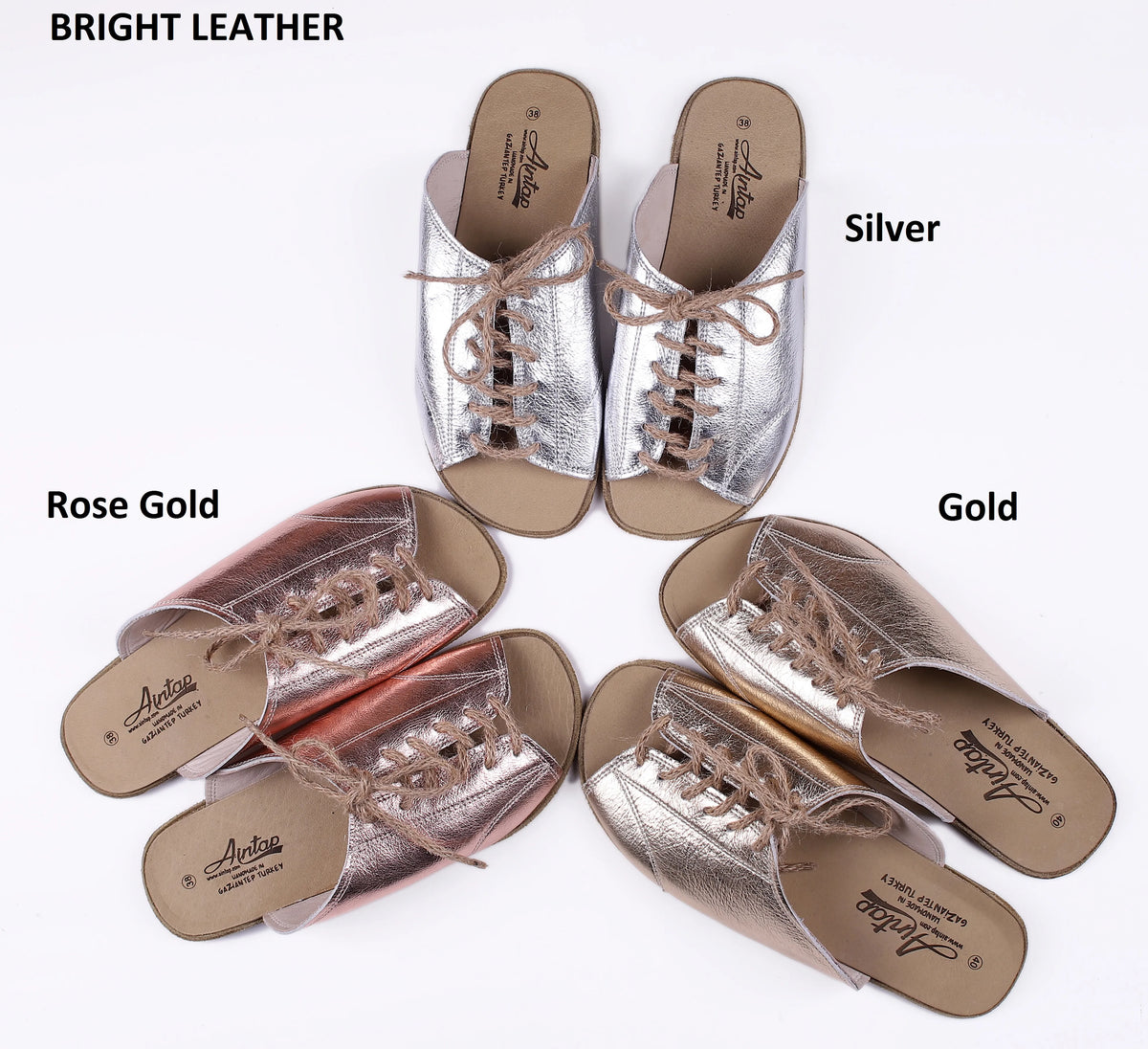 Bright Barefoot Laces Sandals Shoes – Classic Sole — Leather Sole – Silver