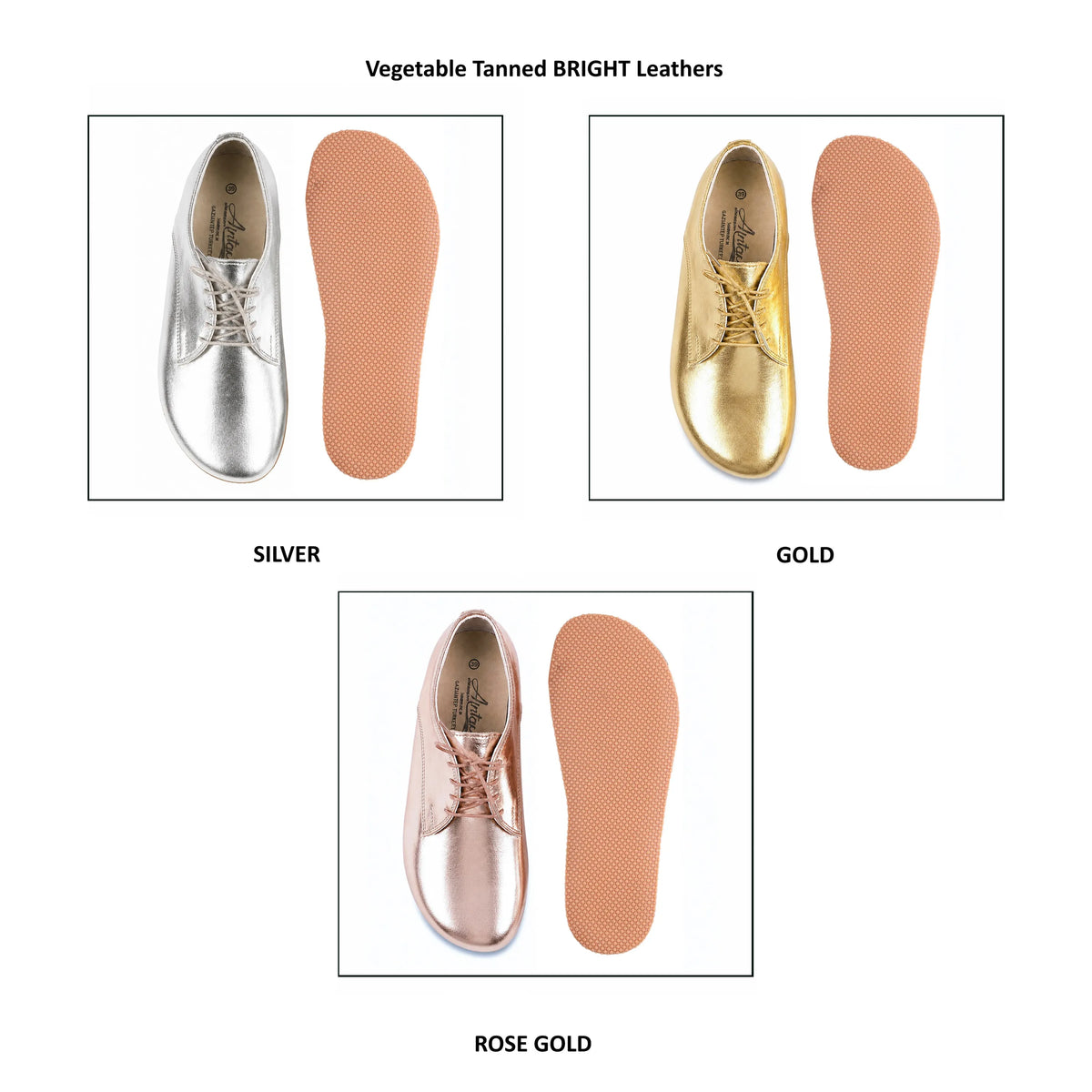 Bright Barefoot Oxford Shoes – Rubber Sole – Rose Gold