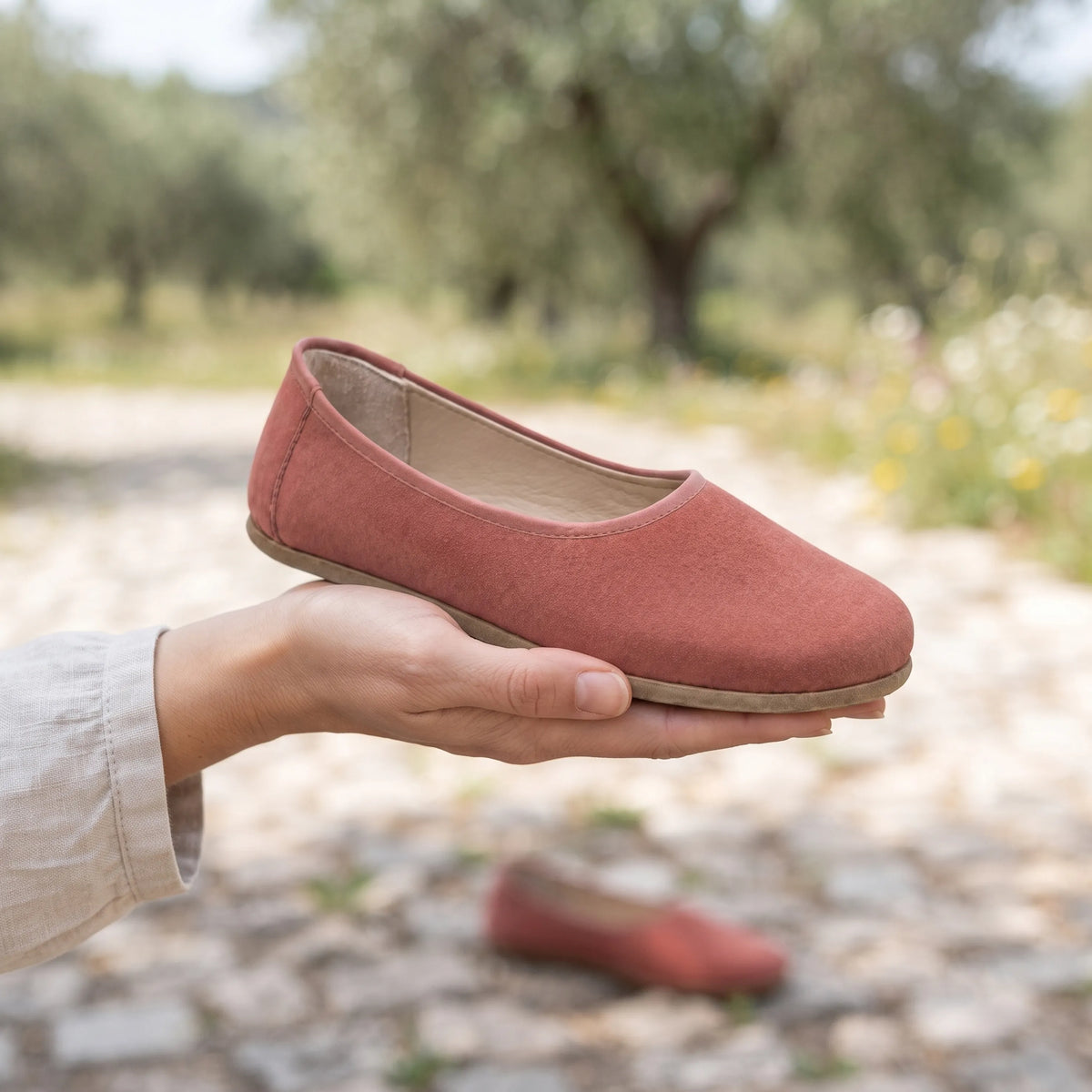 Suede Barefoot Ballet Shoes – Classic Sole — Leather Sole – Pink