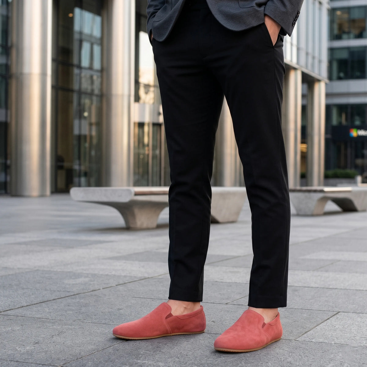 Suede Barefoot Slip-On Shoes – Rubber Sole – Pink