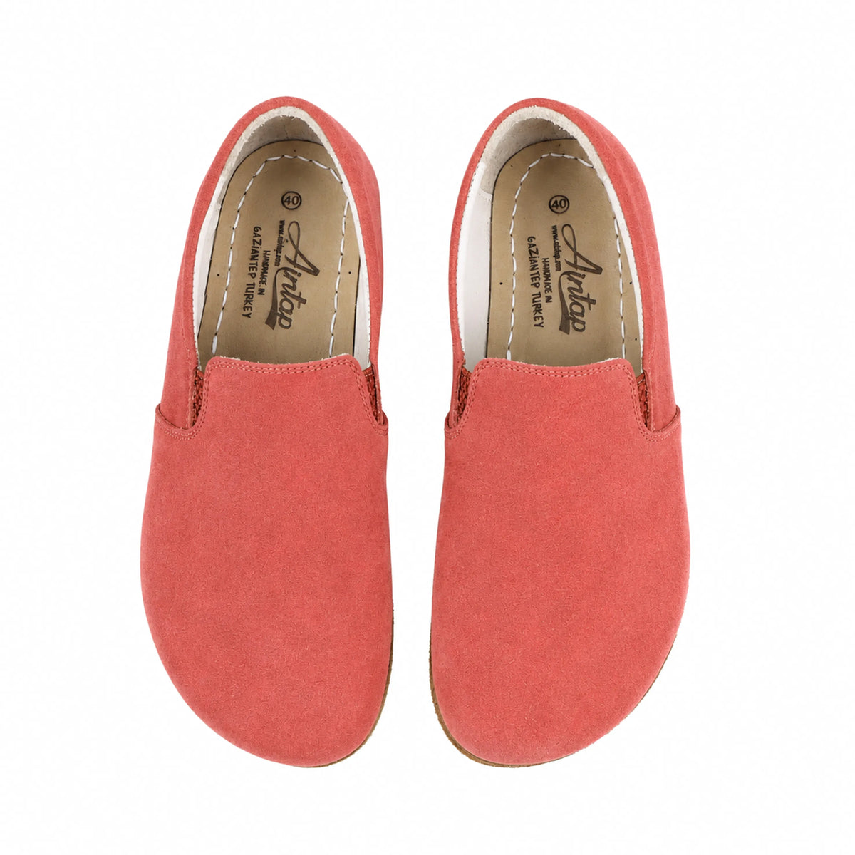Suede Barefoot Slip-On Shoes – Classic Sole — Leather Sole – Pink