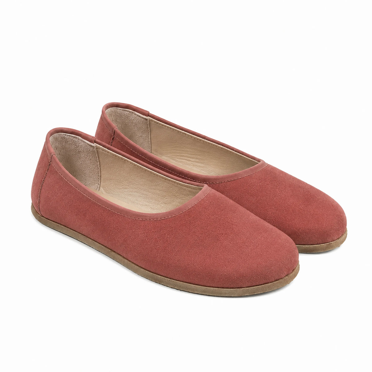 Suede Barefoot Ballet Shoes – Classic Sole — Leather Sole – Pink