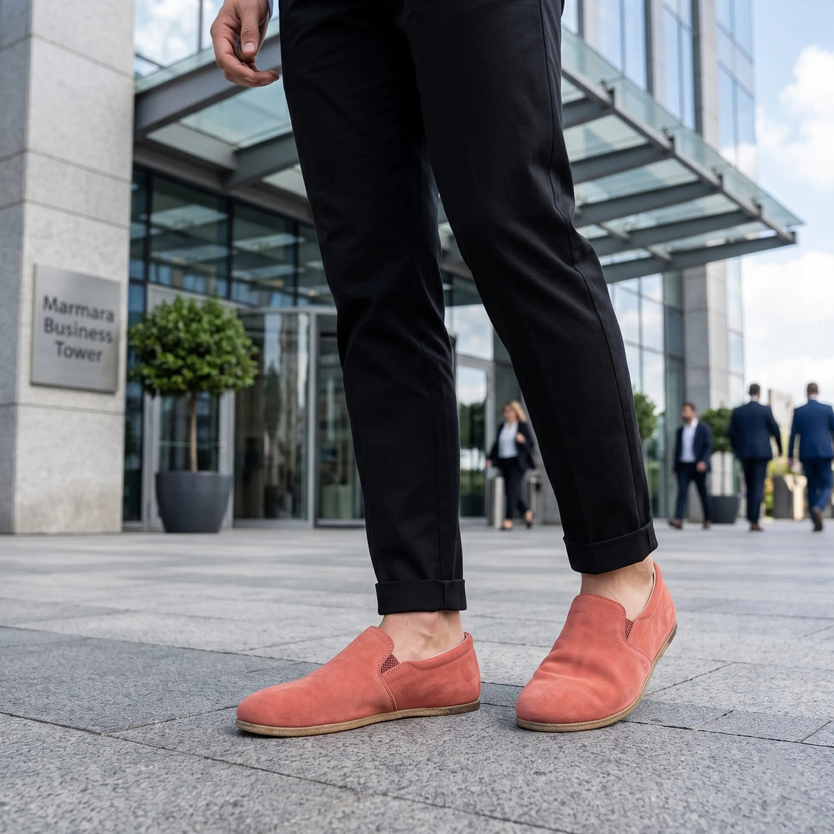 Suede Barefoot Slip-On Shoes – Classic Sole — Leather Sole – Pink