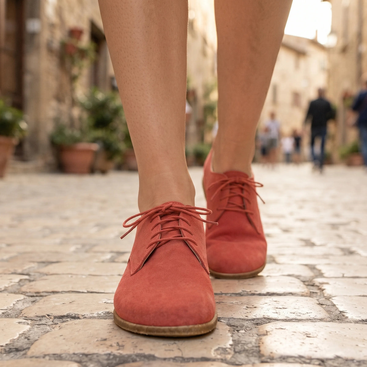 Suede Barefoot Oxford Shoes – Classic Sole — Leather Sole – Pink