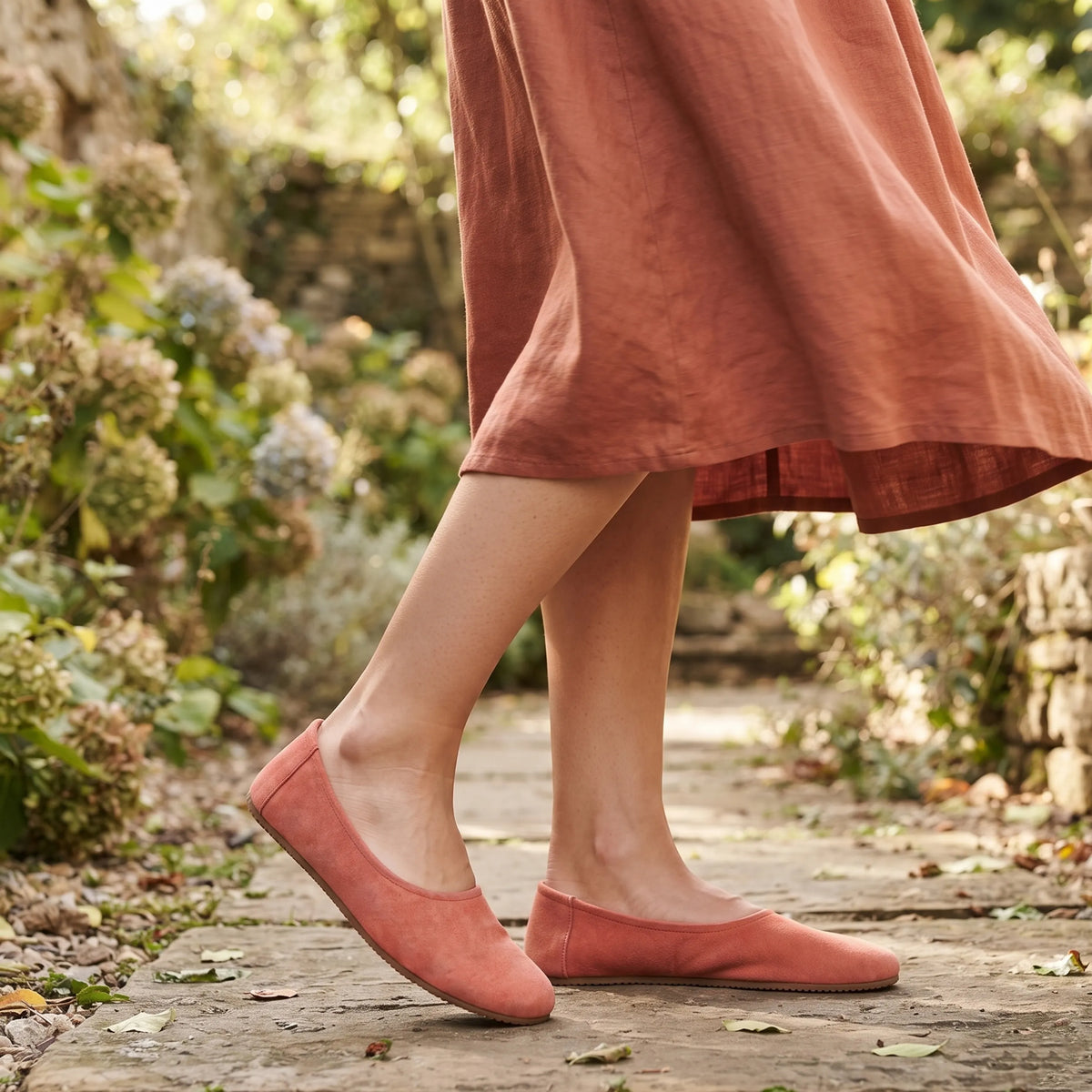 Suede Barefoot Ballet Shoes – Rubber Sole – Pink
