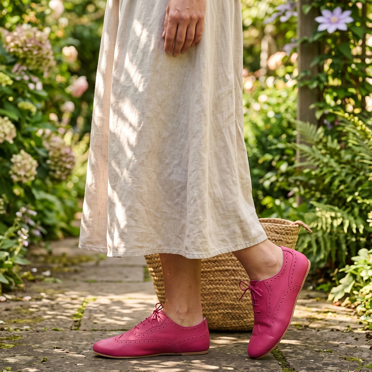 Smooth Barefoot Moccasin Shoes – Rubber Sole – Fuscia