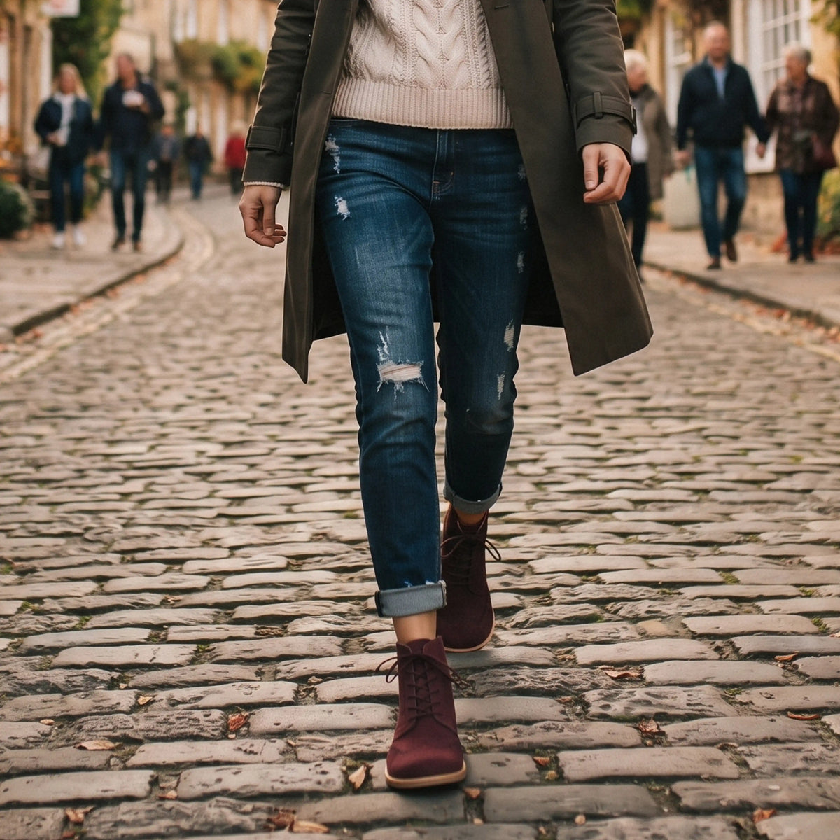 Nubuck Barefoot Moccasin Boots Shoes – Eva Outsole – Burgundy