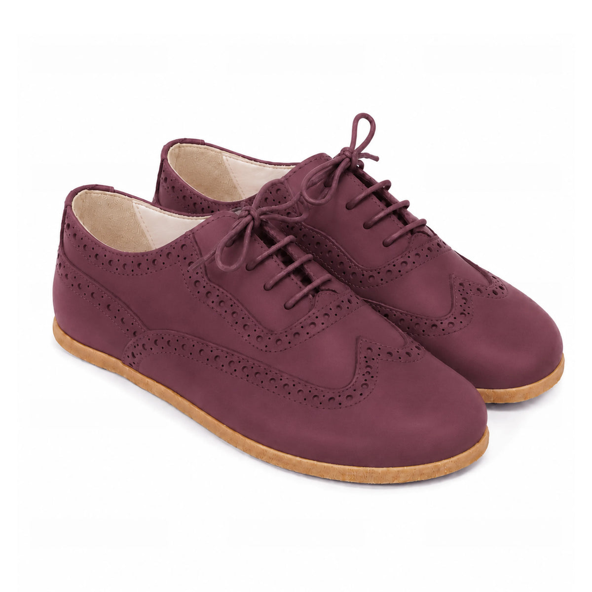 Nubuck Barefoot Moccasin Shoes – Classic Sole — Leather Sole – Burgundy