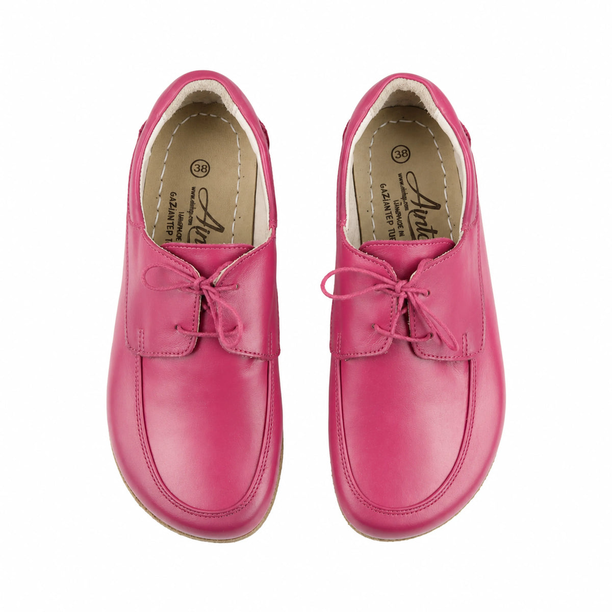 Smooth Barefoot Laces Penny Loafer Shoes – Classic Sole — Leather Sole – Fuscia