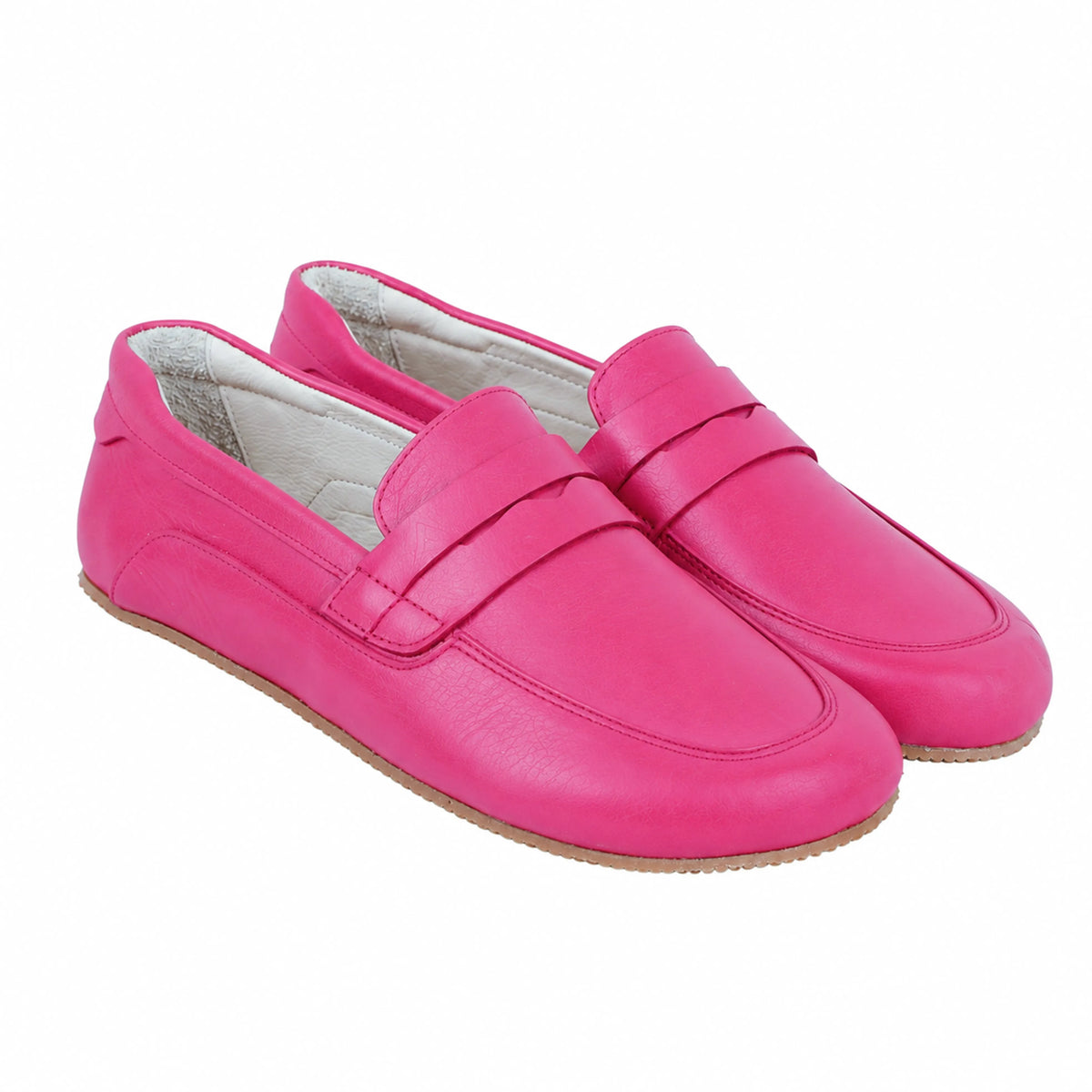 Smooth Barefoot Penny Loafer Shoes – Rubber Sole – Fuscia