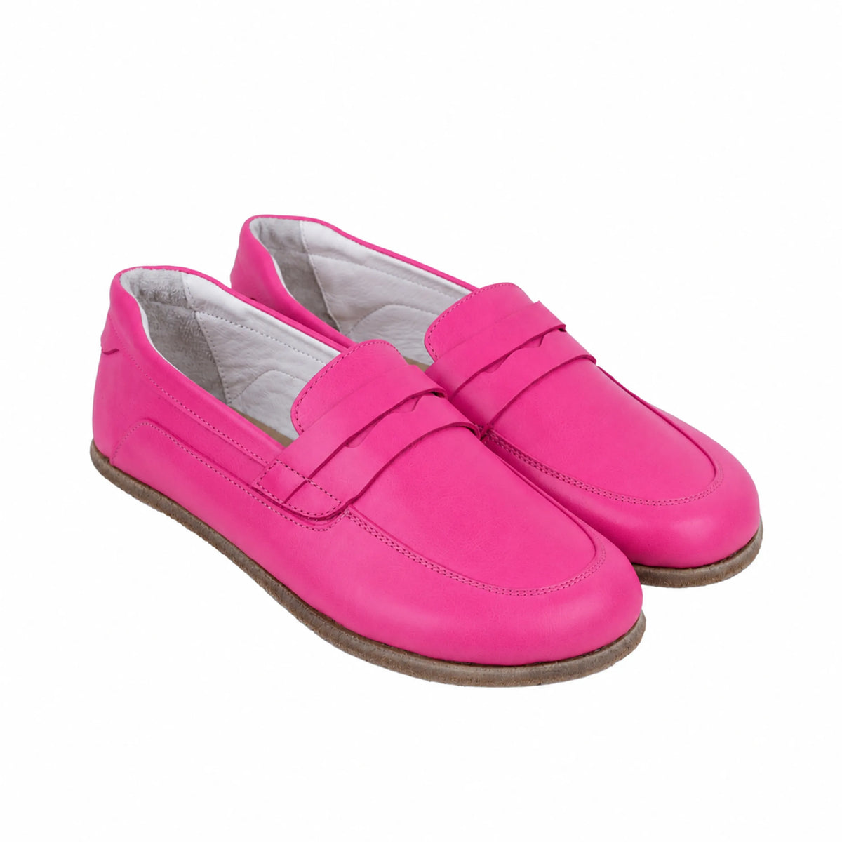 Smooth Barefoot Penny Loafer Shoes – Classic Sole — Leather Sole – Fuscia