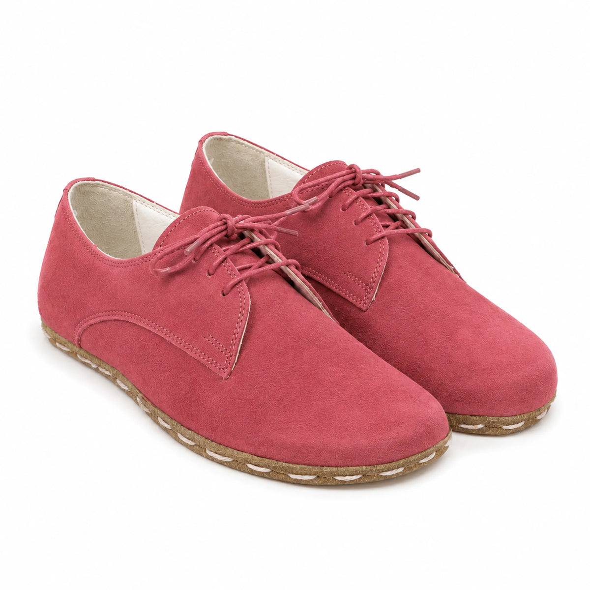 Suede Barefoot Oxford Shoes — Leather Sole – Candy Pink