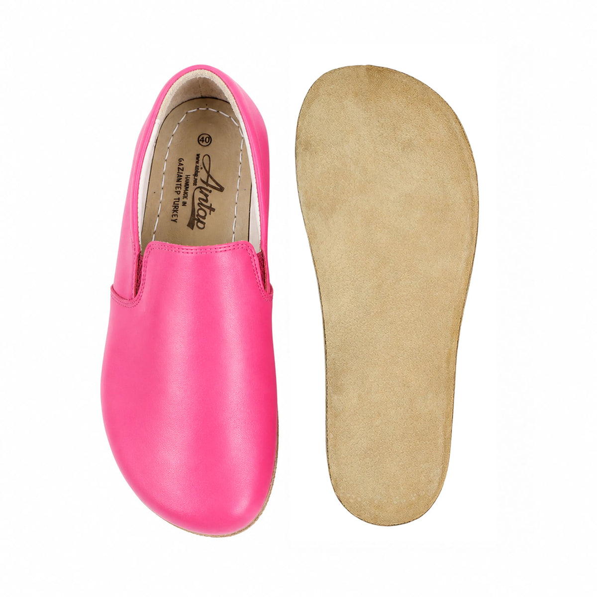Smooth Barefoot Slip-On Shoes – Classic Sole — Leather Sole – Fuscia