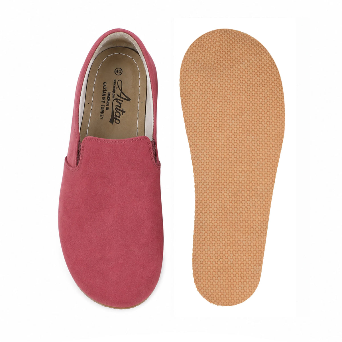Suede Barefoot Slip-On Shoes – Rubber Sole – Candy Pink