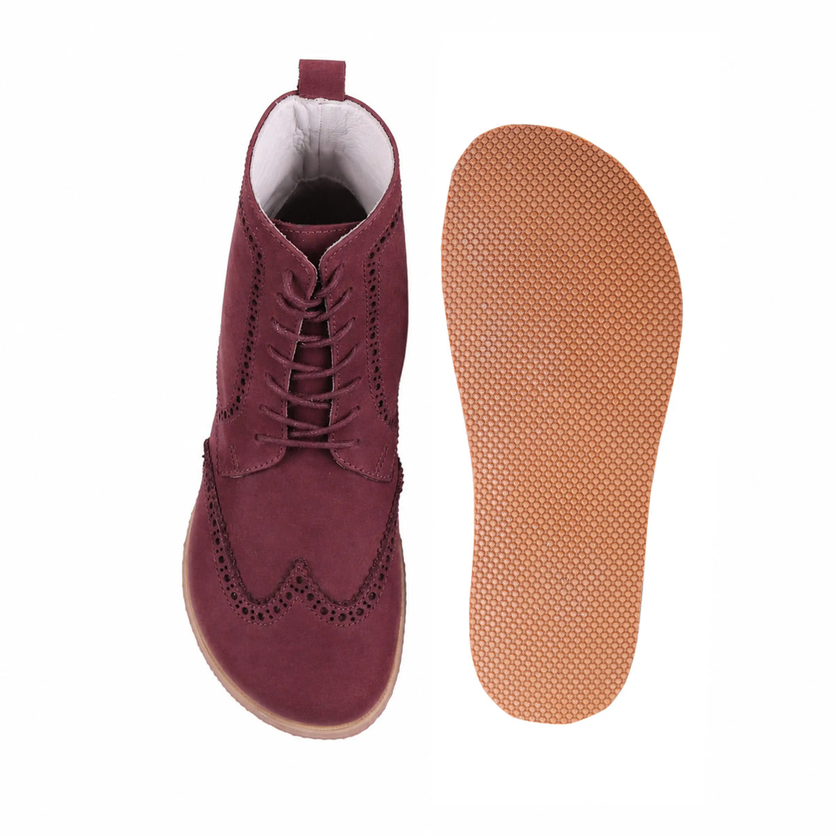 Nubuck Barefoot Moccasin Boots Shoes – Eva Outsole – Burgundy