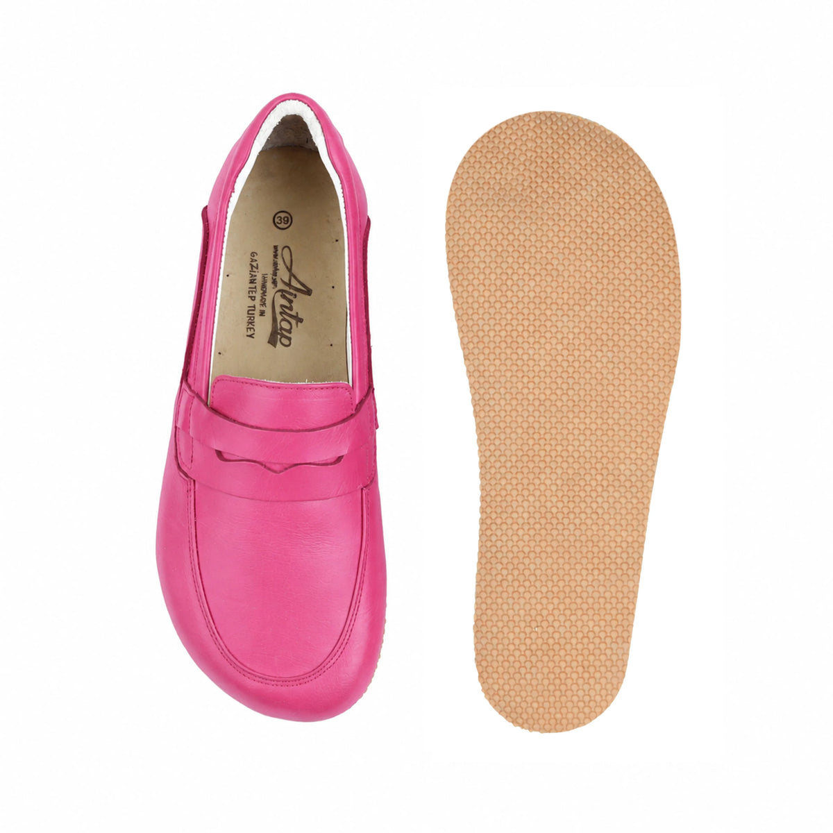 Smooth Barefoot Penny Loafer Shoes – Rubber Sole – Fuscia
