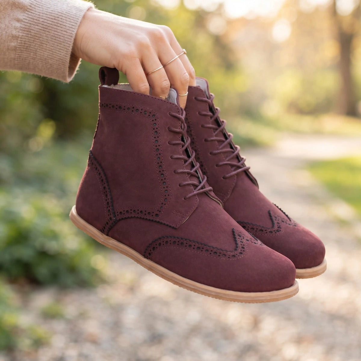 Nubuck Barefoot Moccasin Boots Shoes – Eva Outsole – Burgundy