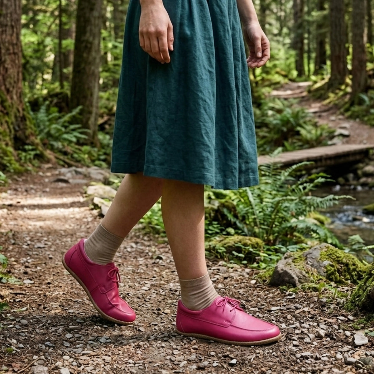 Smooth Barefoot Laces Penny Loafer Shoes – Classic Sole — Leather Sole – Fuscia