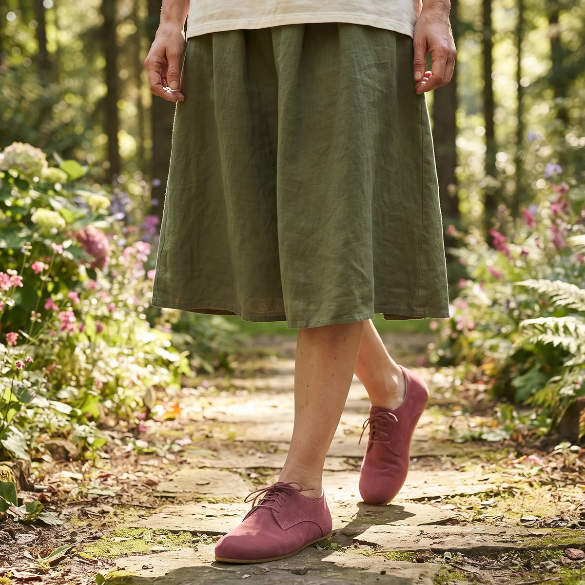 Suede Barefoot Oxford Shoes – Rubber Sole – Candy Pink