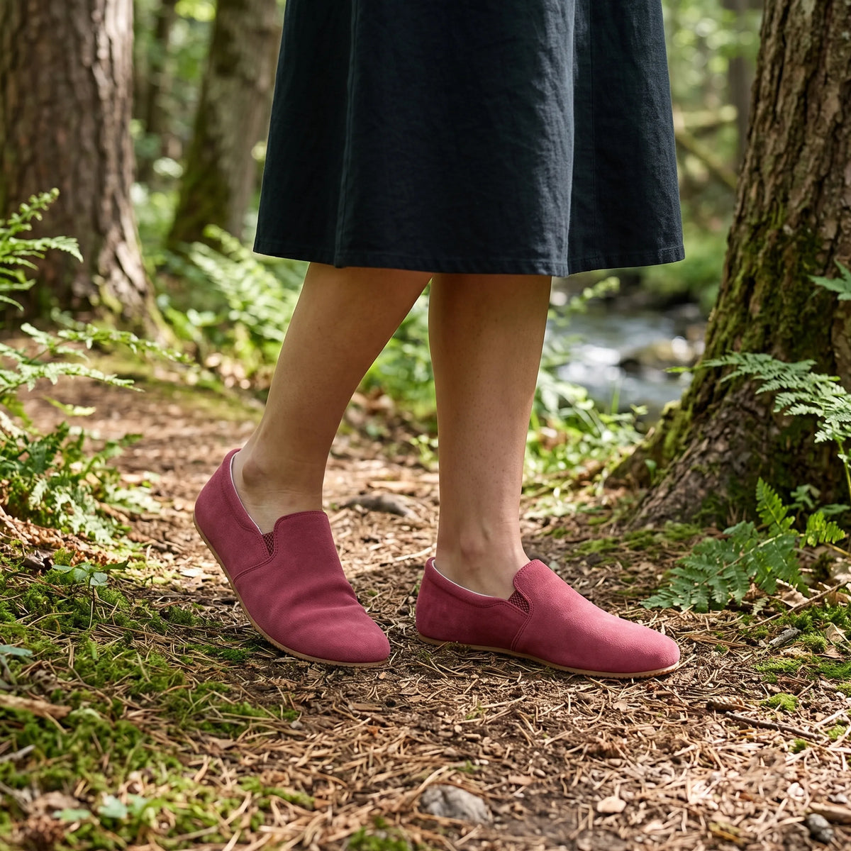 Suede Barefoot Slip-On Shoes – Rubber Sole – Candy Pink