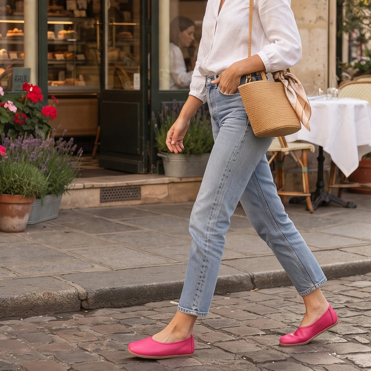 Smooth Barefoot Ballet Shoes – Classic Sole — Leather Sole – Fuscia