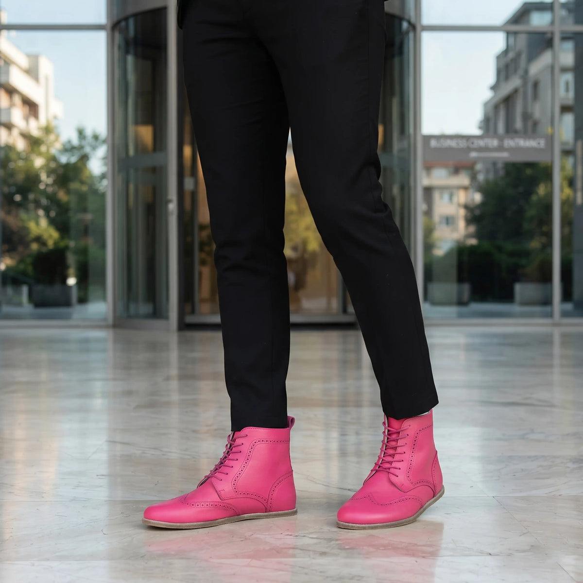 Smooth Barefoot Moccasin Boots Shoes – Classic Sole — Leather Sole – Fuscia