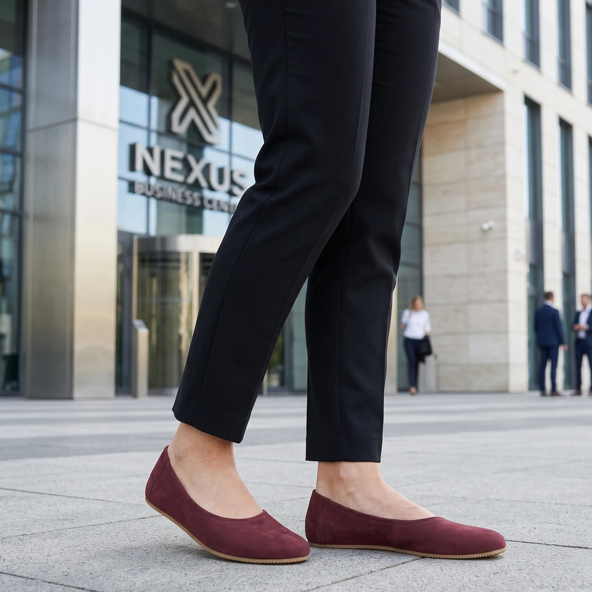 Nubuck Barefoot Ballet Shoes – Rubber Sole – Burgundy