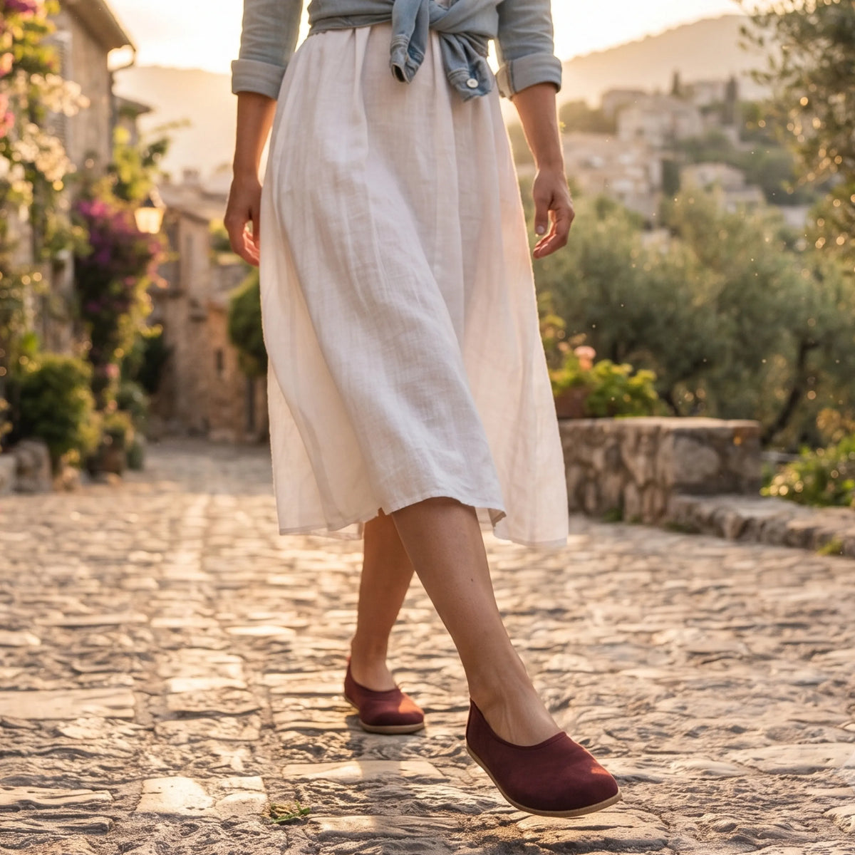 Nubuck Barefoot Ballet Shoes – Classic Sole — Leather Sole – Burgundy