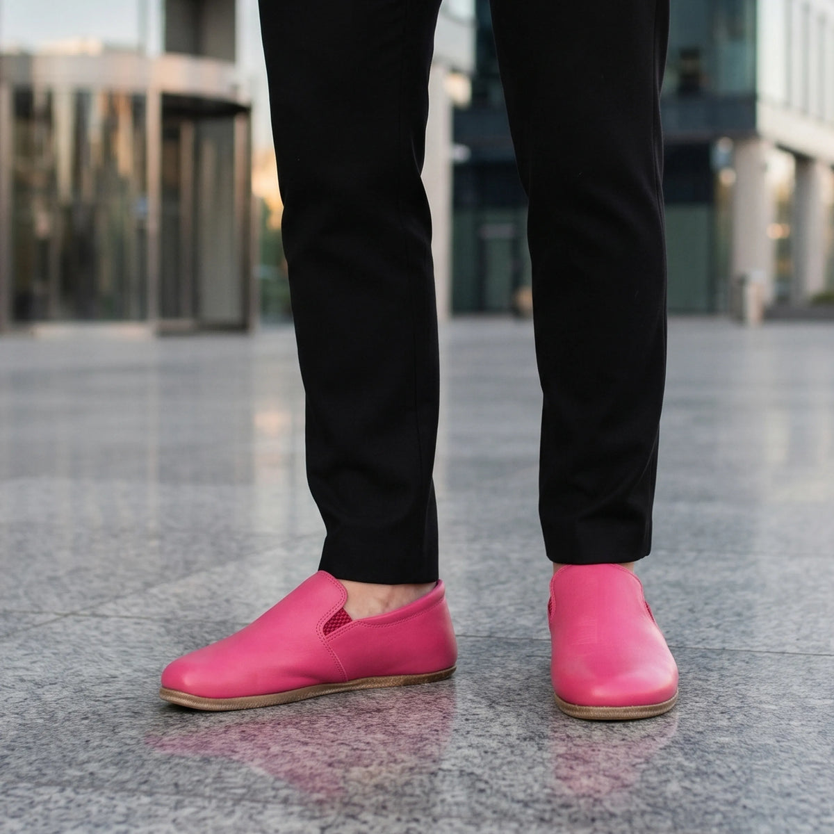 Smooth Barefoot Slip-On Shoes – Classic Sole — Leather Sole – Fuscia
