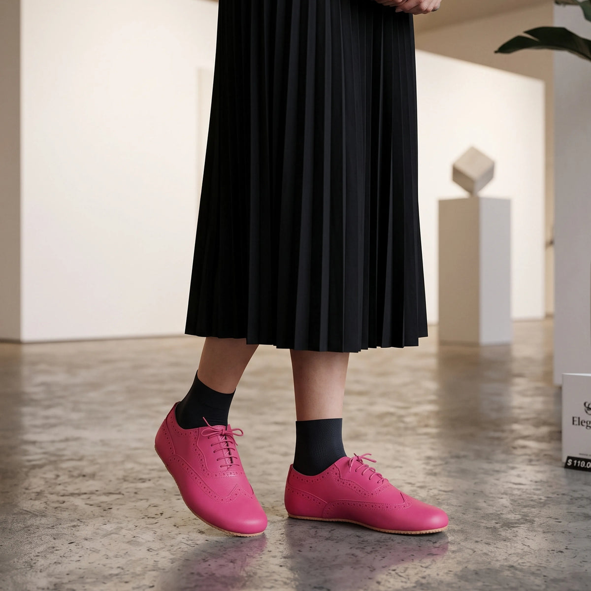 Smooth Barefoot Moccasin Shoes – Rubber Sole – Fuscia