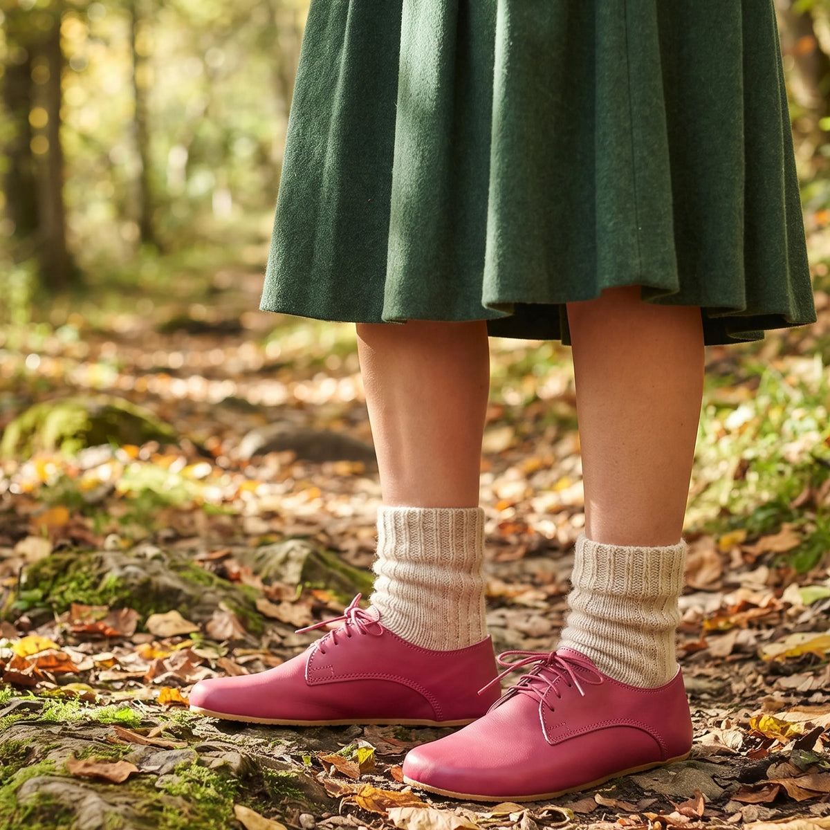Smooth Barefoot Oxford Shoes – Rubber Sole – Fuscia