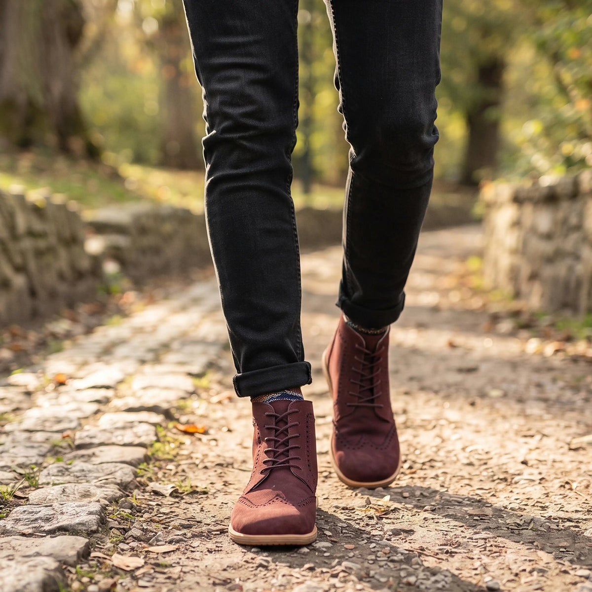 Nubuck Barefoot Moccasin Boots Shoes – Eva Outsole – Burgundy