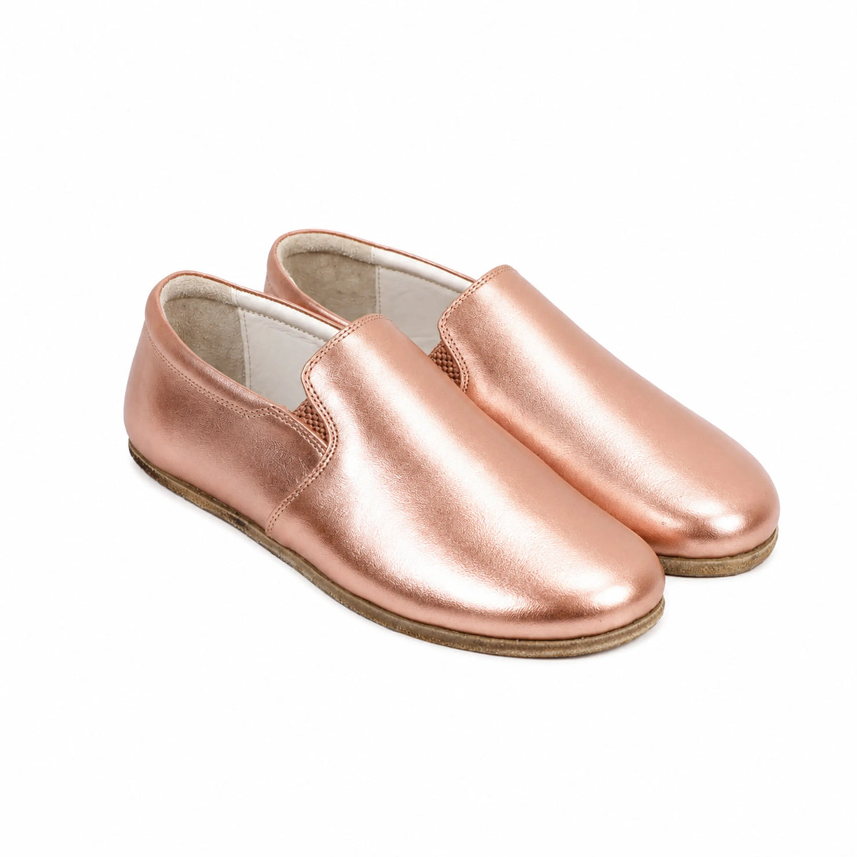 Bright Barefoot Slip-On Shoes – Classic Sole — Leather Sole – Rose Gold