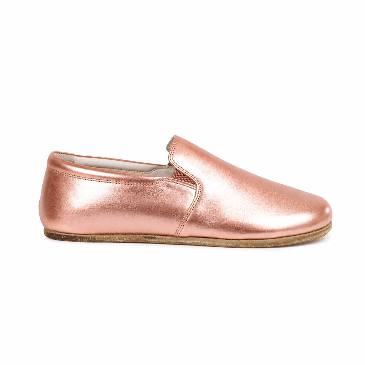 Bright Barefoot Slip-On Shoes – Classic Sole — Leather Sole – Rose Gold