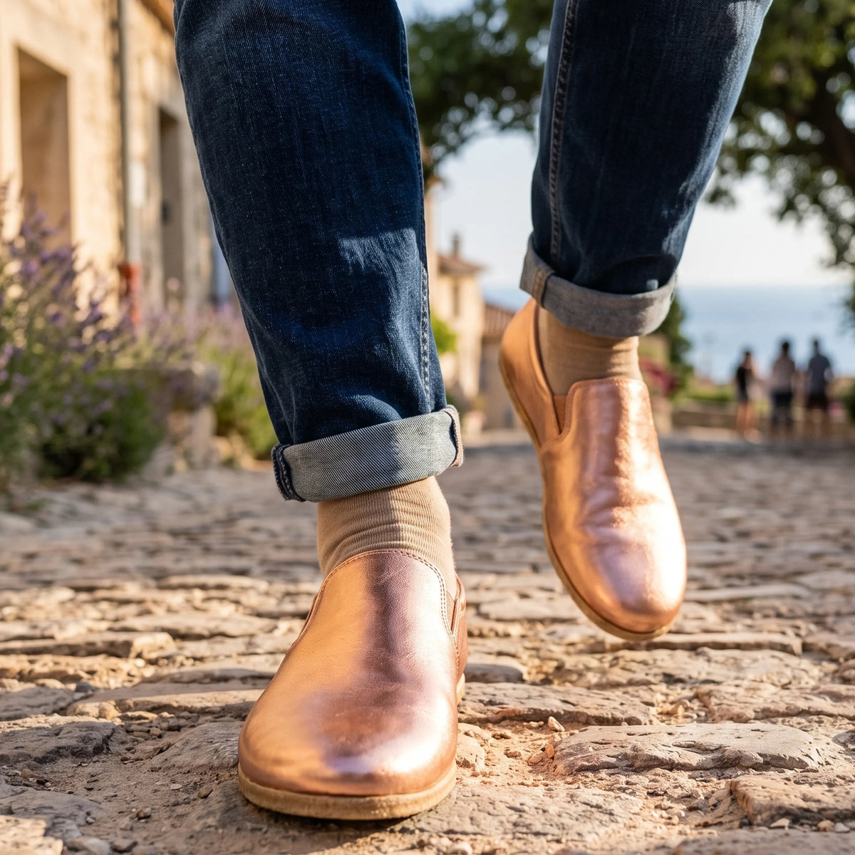 Bright Barefoot Slip-On Shoes – Classic Sole — Leather Sole – Rose Gold