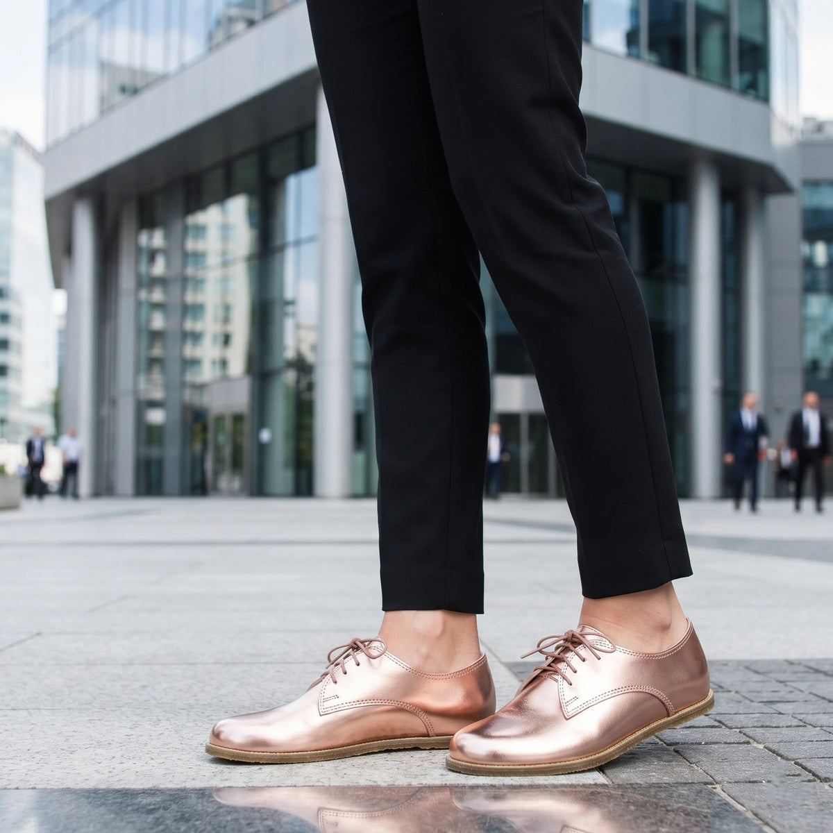 Bright Barefoot Oxford Shoes – Classic Sole — Leather Sole – Rose Gold