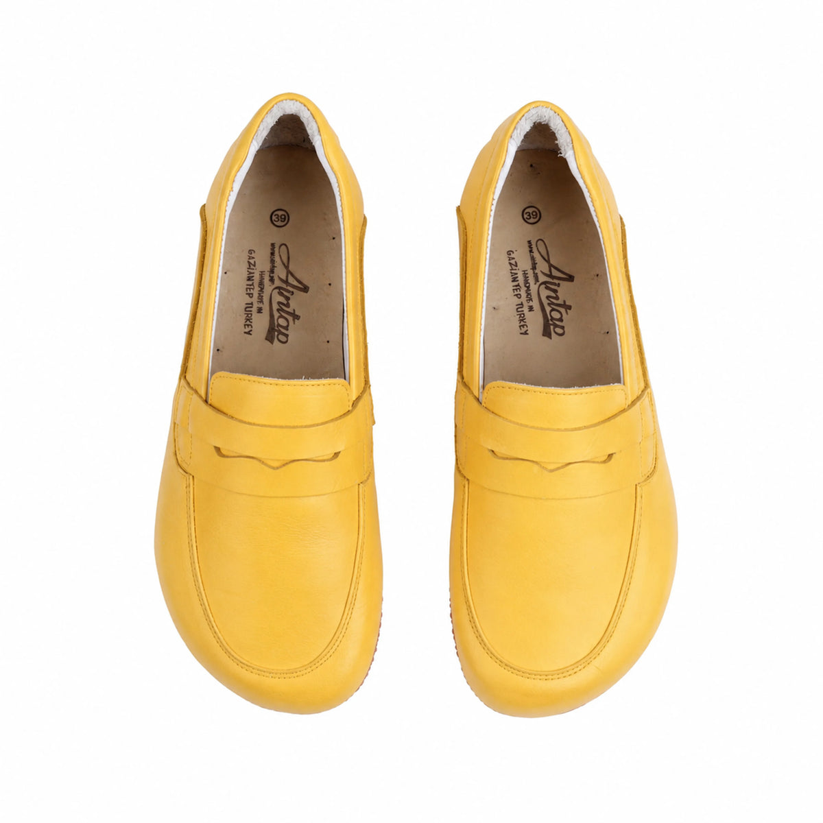 Smooth Barefoot Penny Loafer Shoes – Rubber Sole – Yellow