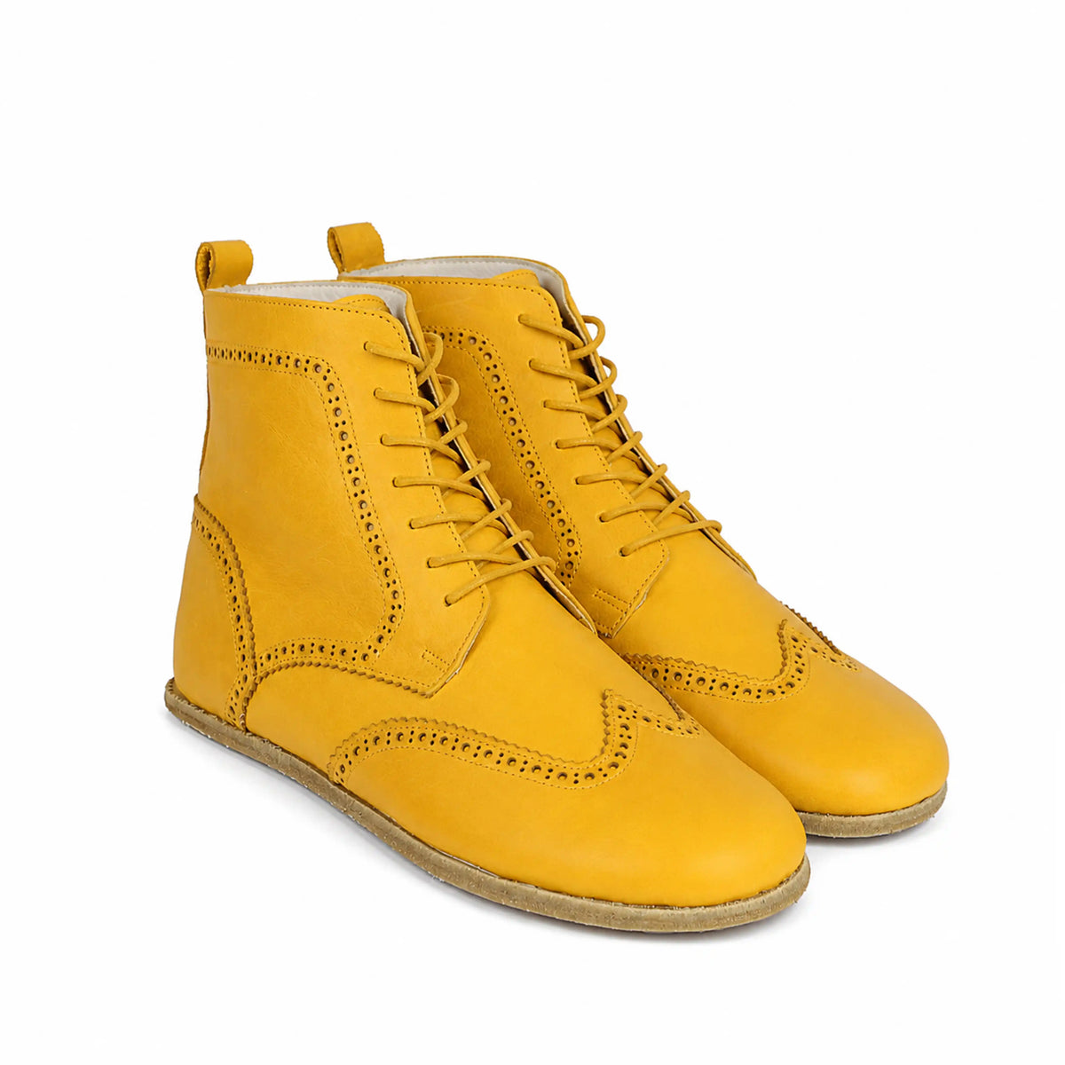 Smooth Barefoot Moccasin Boots Shoes – Classic Sole — Leather Sole – Yellow
