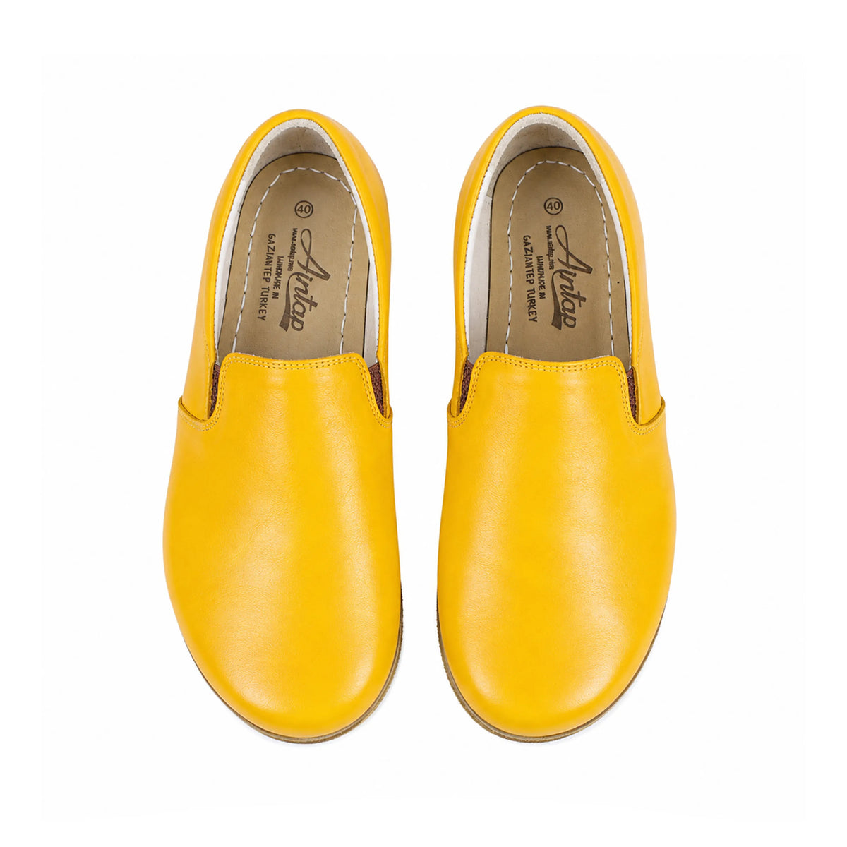 Smooth Barefoot Slip-On Shoes – Classic Sole — Leather Sole – Yellow