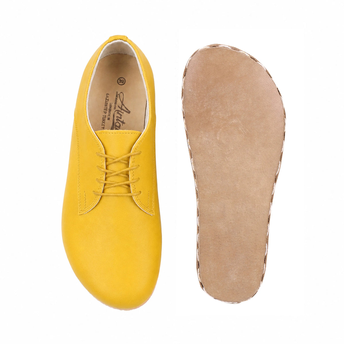 Smooth Barefoot Oxford Shoes — Leather Sole – Yellow