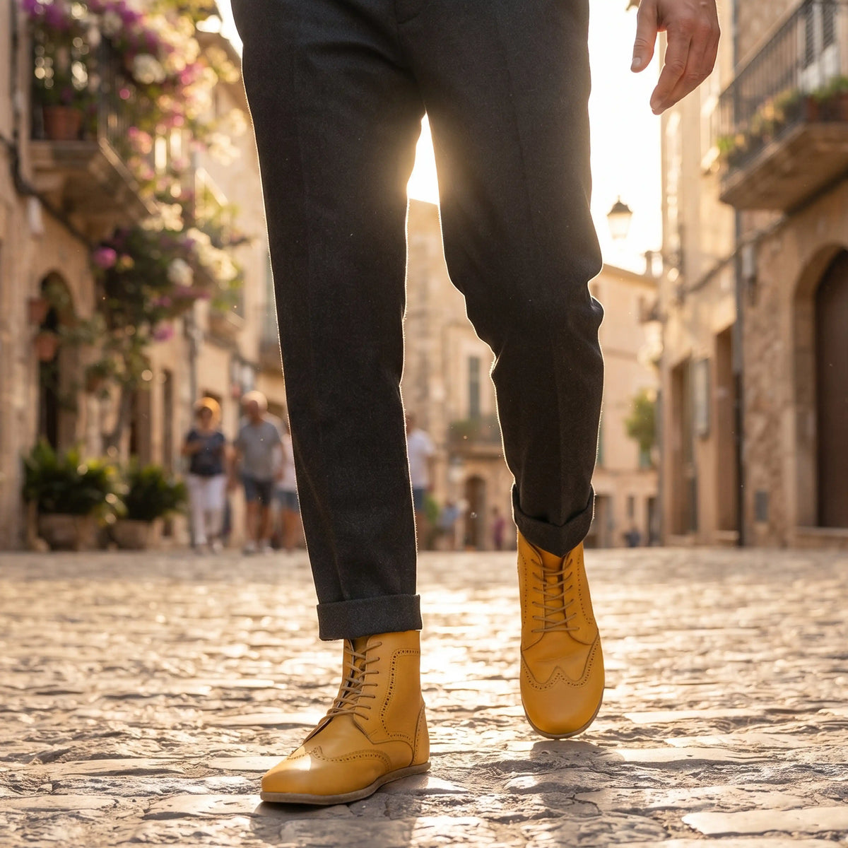 Smooth Barefoot Moccasin Boots Shoes – Classic Sole — Leather Sole – Yellow
