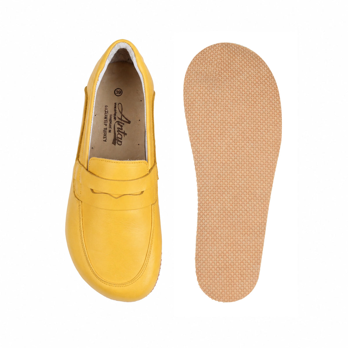 Smooth Barefoot Penny Loafer Shoes – Rubber Sole – Yellow