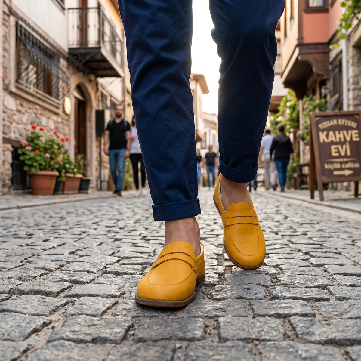 Smooth Barefoot Penny Loafer Shoes – Classic Sole — Leather Sole – Yellow