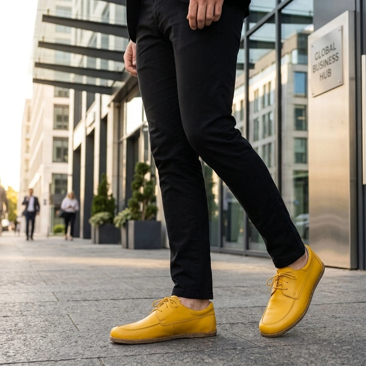 Smooth Barefoot Laces Penny Loafer Shoes – Classic Sole — Leather Sole – Yellow