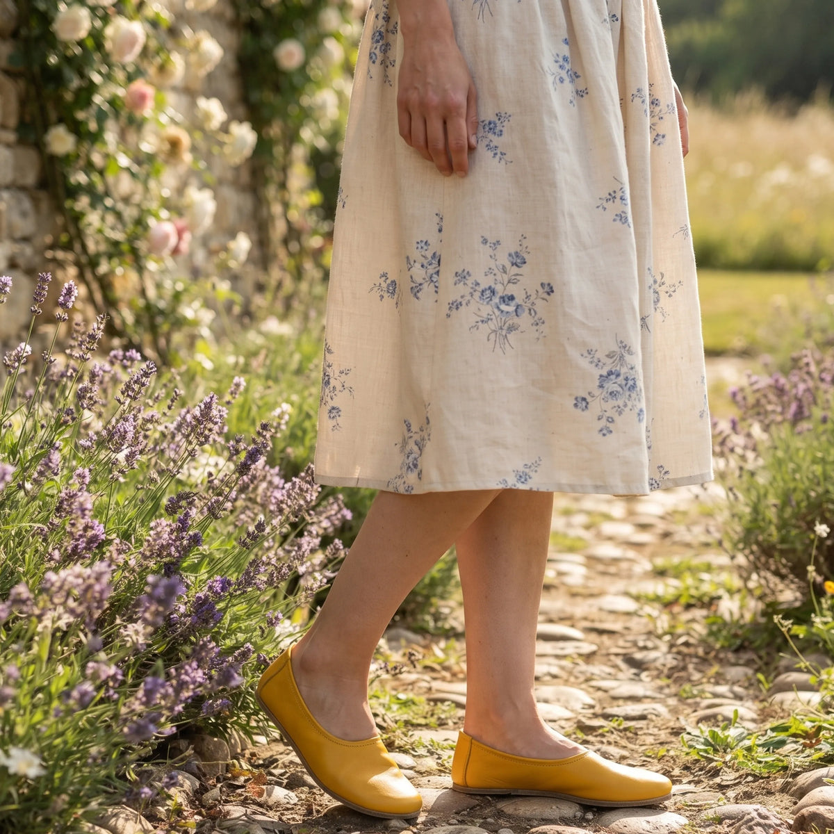 Smooth Barefoot Ballet Shoes – Classic Sole — Leather Sole – Yellow
