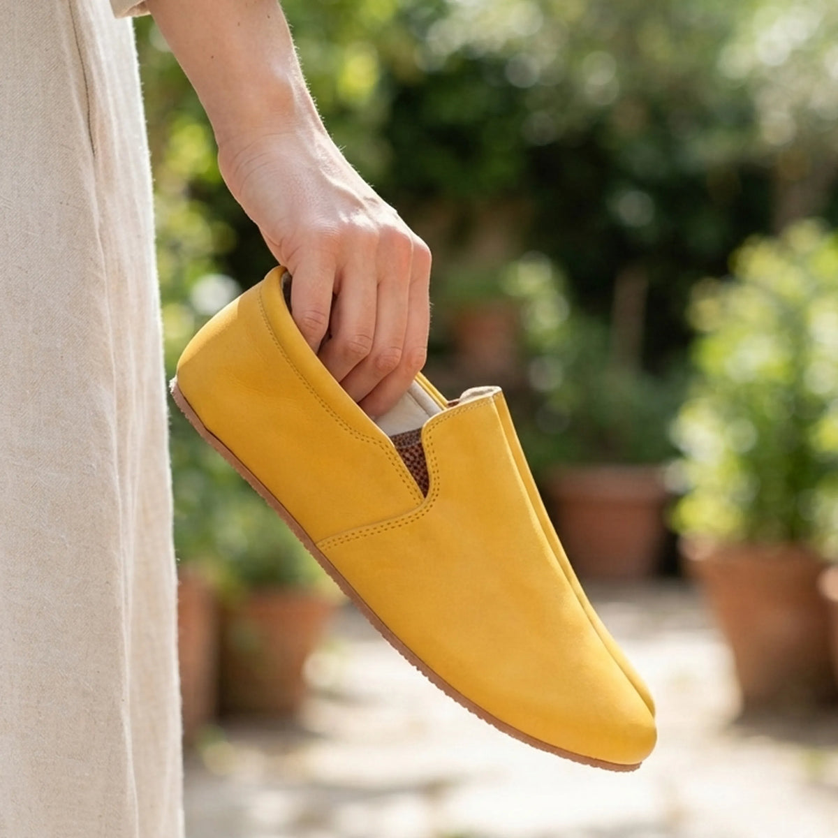 Smooth Barefoot Slip-On Shoes – Rubber Sole – Yellow